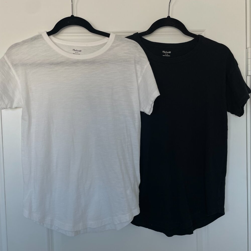Madewell 100% Cotton Crewneck Tee – Women’s Size Small (White & Black Options)